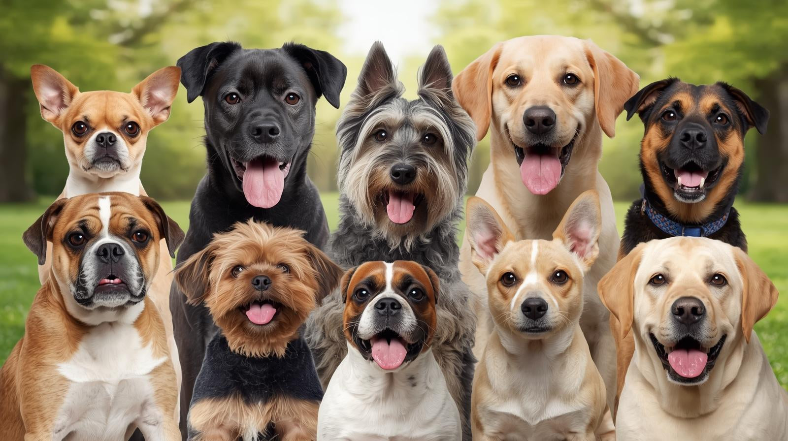 Razas de perros más populares en México posando juntos